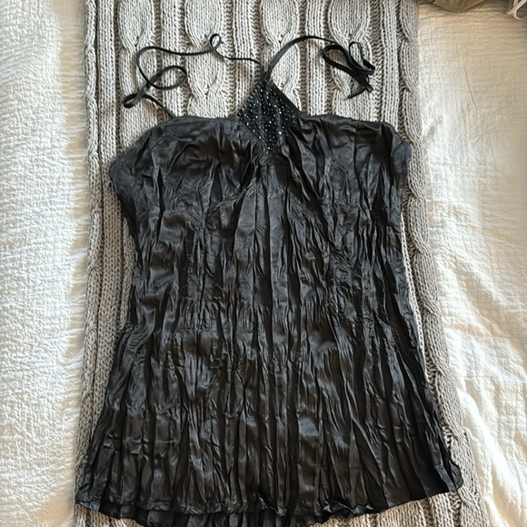 One step up, Brand, crushed satin, black BoHo, exotic top Size L bin 8 - Picture 2 of 4